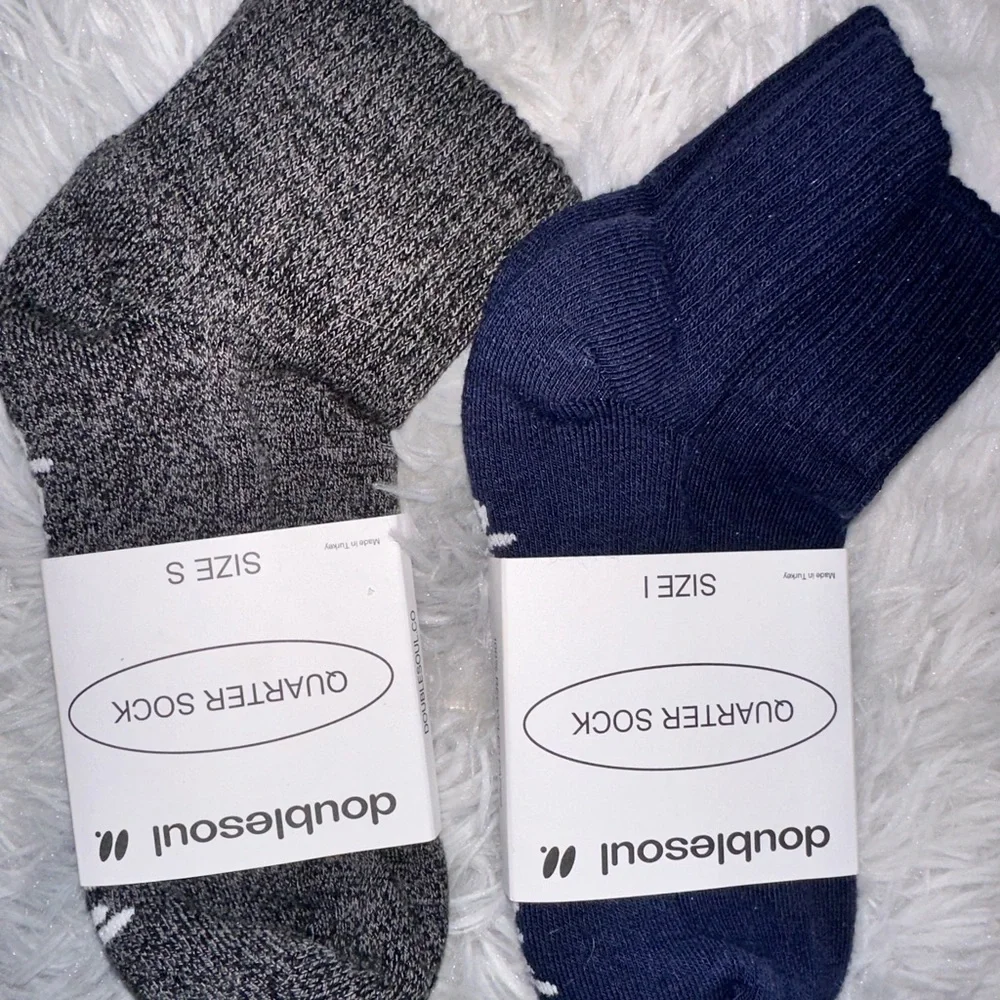 Doublesoul Quarter Socks - Two Pairs Navy and Gray NEW